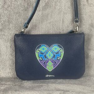 Brighton Summer Heart‎ Mini Bag Cross Body Purse D23458 Blue Small Zipper Close